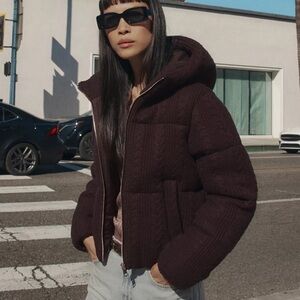 Zara cable knit hooded anorak jacket